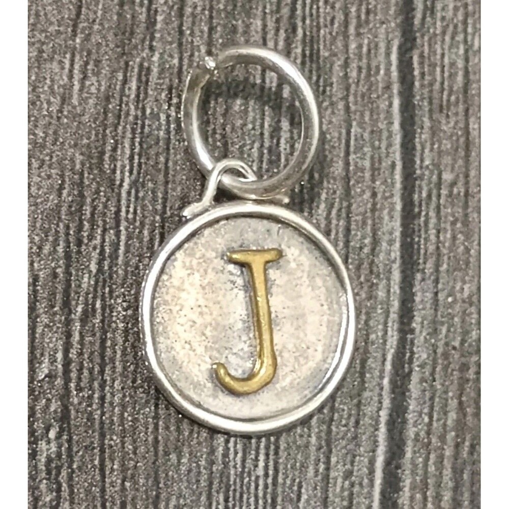 Waxing Poetic Brass Letter J Sterling Silver Chancery Insignia Charm